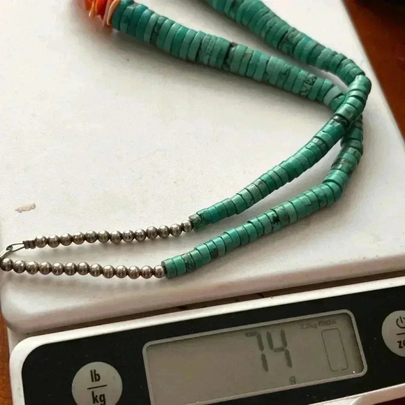 Vintage Jacla jocla Pueblo reishi Turquoise Navajo native american Necklace 74g - Picture 7 of 15